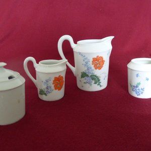 Limoge Ceraline Pitcher, Creamer & Sugar +